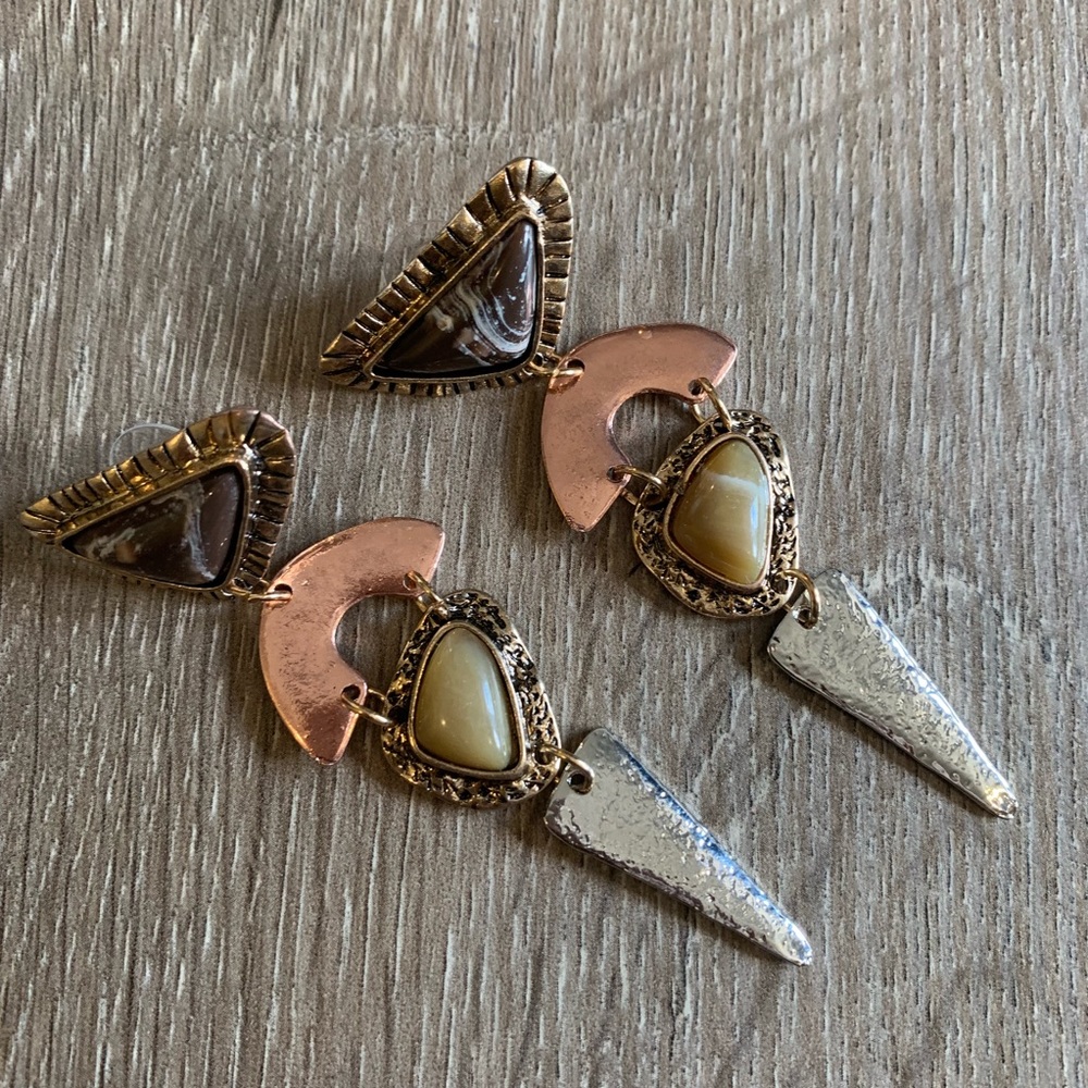 Mixed Metals Geometric Fashion Earrings